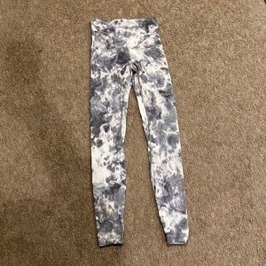 Cross waist align purple tie dye leggings
